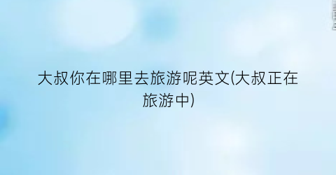 大叔你在哪里去旅游呢英文(大叔正在旅游中)