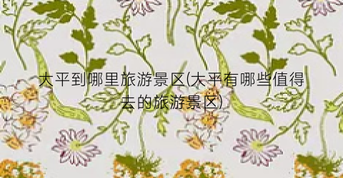 大平到哪里旅游景区(大平有哪些值得去的旅游景区)