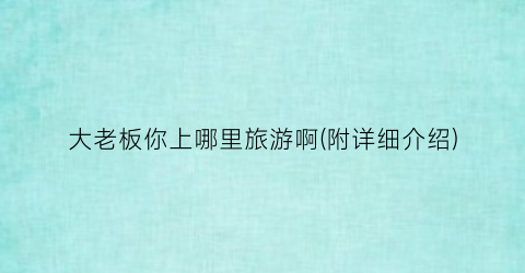 大老板你上哪里旅游啊(附详细介绍)