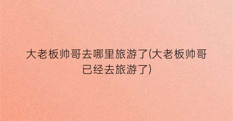 大老板帅哥去哪里旅游了(大老板帅哥已经去旅游了)