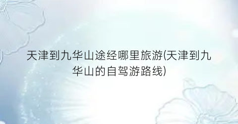 天津到九华山途经哪里旅游(天津到九华山的自驾游路线)