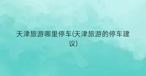 天津旅游哪里停车(天津旅游的停车建议)
