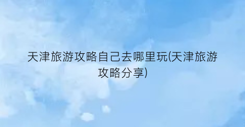 天津旅游攻略自己去哪里玩(天津旅游攻略分享)