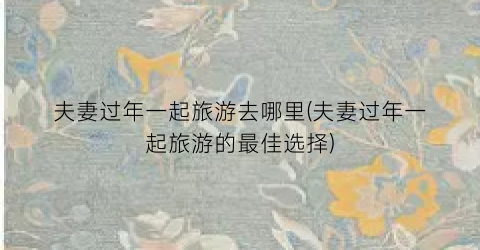 夫妻过年一起旅游去哪里(夫妻过年一起旅游的最佳选择)