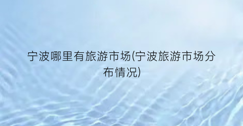 宁波哪里有旅游市场(宁波旅游市场分布情况)