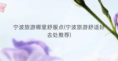 宁波旅游哪里舒服点(宁波旅游舒适好去处推荐)