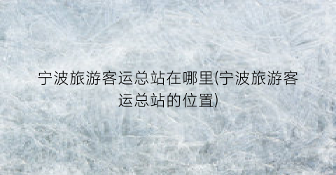 宁波旅游客运总站在哪里(宁波旅游客运总站的位置)