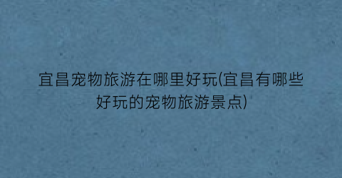 宜昌宠物旅游在哪里好玩(宜昌有哪些好玩的宠物旅游景点)