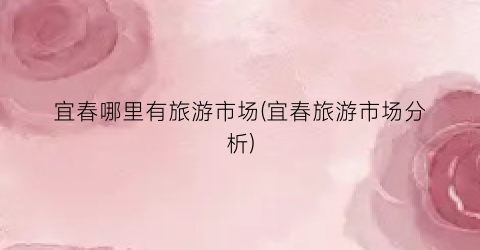 宜春哪里有旅游市场(宜春旅游市场分析)