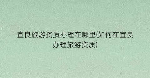 宜良旅游资质办理在哪里(如何在宜良办理旅游资质)