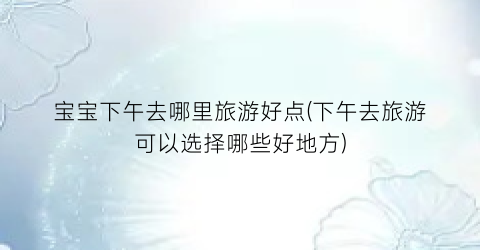 宝宝下午去哪里旅游好点(下午去旅游可以选择哪些好地方)