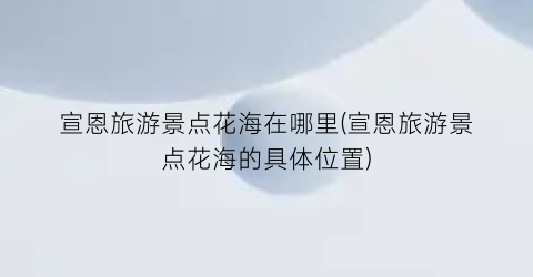 宣恩旅游景点花海在哪里(宣恩旅游景点花海的具体位置)