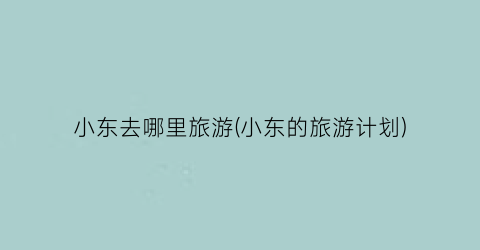 小东去哪里旅游(小东的旅游计划)