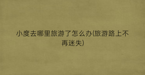 小度去哪里旅游了怎么办(旅游路上不再迷失)