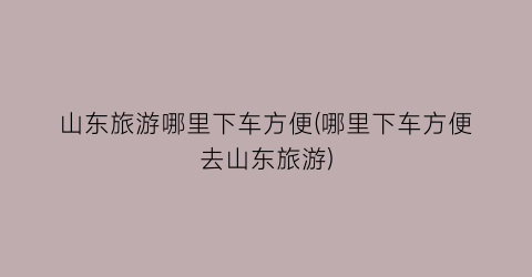 山东旅游哪里下车方便(哪里下车方便去山东旅游)