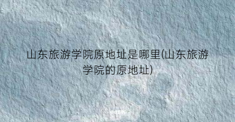 山东旅游学院原地址是哪里(山东旅游学院的原地址)