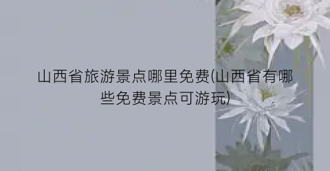 山西省旅游景点哪里免费(山西省有哪些免费景点可游玩)