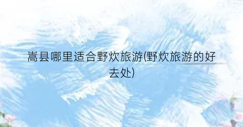嵩县哪里适合野炊旅游(野炊旅游的好去处)