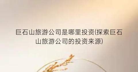 巨石山旅游公司是哪里投资(探索巨石山旅游公司的投资来源)