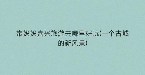 带妈妈嘉兴旅游去哪里好玩(一个古城的新风景)