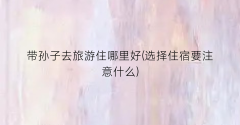 带孙子去旅游住哪里好(选择住宿要注意什么)