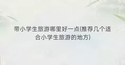 带小学生旅游哪里好一点(推荐几个适合小学生旅游的地方)