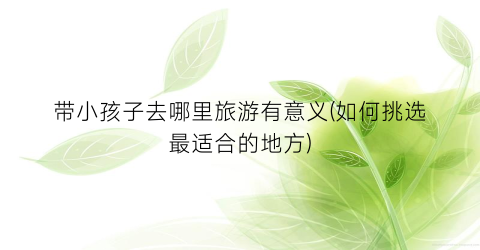 带小孩子去哪里旅游有意义(如何挑选最适合的地方)