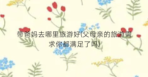 带爸妈去哪里旅游好(父母亲的旅游需求你都满足了吗)