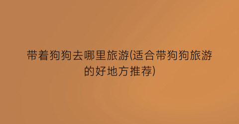 带着狗狗去哪里旅游(适合带狗狗旅游的好地方推荐)