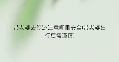 带老婆去旅游注意哪里安全(带老婆出行更需谨慎)