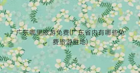 广东哪里旅游免费(广东省内有哪些免费旅游胜地)