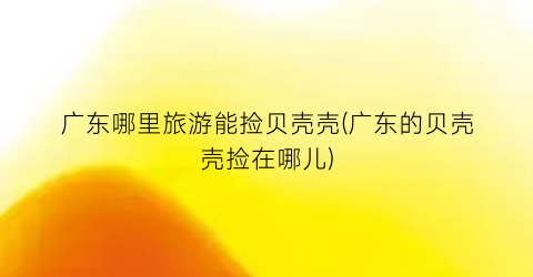广东哪里旅游能捡贝壳壳(广东的贝壳壳捡在哪儿)