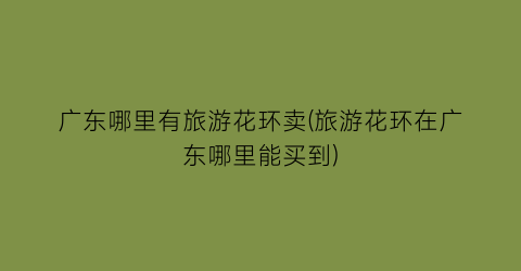 广东哪里有旅游花环卖(旅游花环在广东哪里能买到)