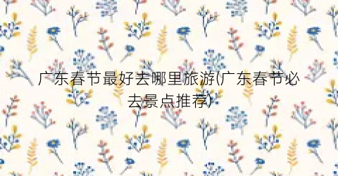广东春节最好去哪里旅游(广东春节必去景点推荐)
