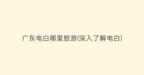 广东电白哪里旅游(深入了解电白)