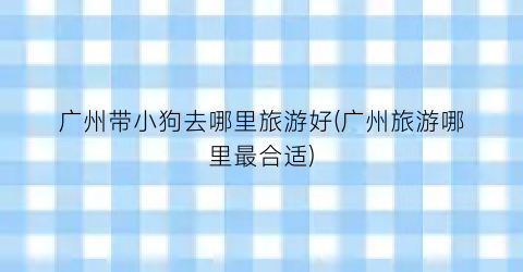 广州带小狗去哪里旅游好(广州旅游哪里最合适)