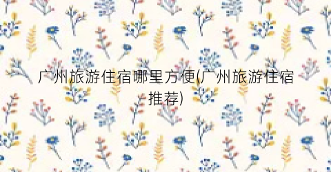 广州旅游住宿哪里方便(广州旅游住宿推荐)