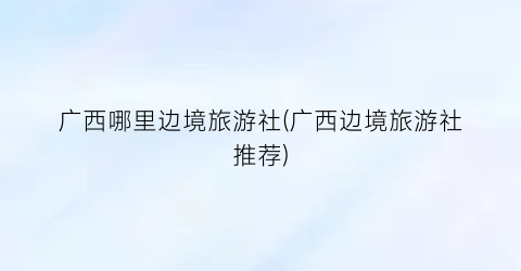 广西哪里边境旅游社(广西边境旅游社推荐)