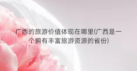 广西的旅游价值体现在哪里(广西是一个拥有丰富旅游资源的省份)
