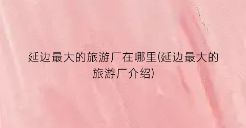 延边最大的旅游厂在哪里(延边最大的旅游厂介绍)