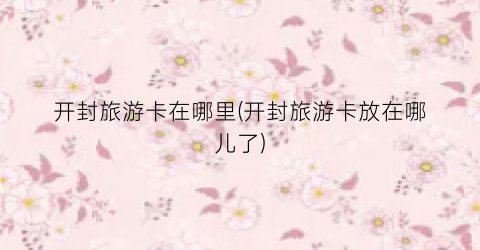 开封旅游卡在哪里(开封旅游卡放在哪儿了)