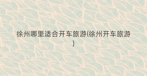 徐州哪里适合开车旅游(徐州开车旅游)