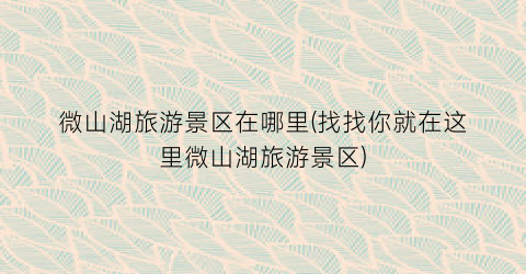 微山湖旅游景区在哪里(找找你就在这里微山湖旅游景区)