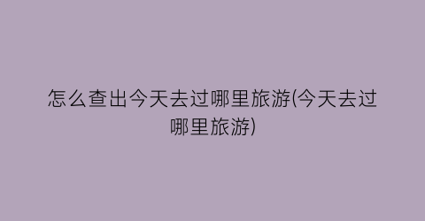 怎么查出今天去过哪里旅游(今天去过哪里旅游)