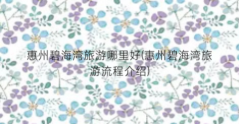 惠州碧海湾旅游哪里好(惠州碧海湾旅游流程介绍)