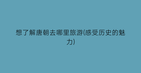 想了解唐朝去哪里旅游(感受历史的魅力)