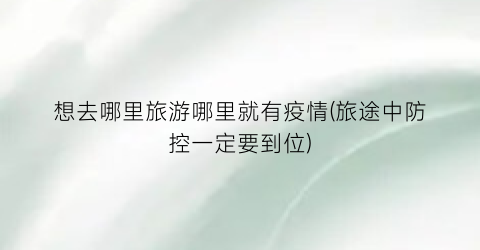 想去哪里旅游哪里就有疫情(旅途中防控一定要到位)