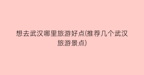 想去武汉哪里旅游好点(推荐几个武汉旅游景点)
