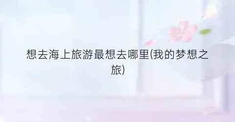 想去海上旅游最想去哪里(我的梦想之旅)