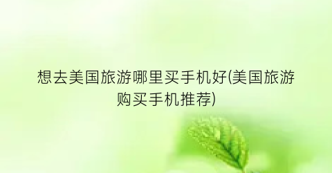 想去美国旅游哪里买手机好(美国旅游购买手机推荐)